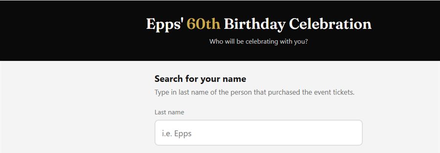 Guest names page for table buyers