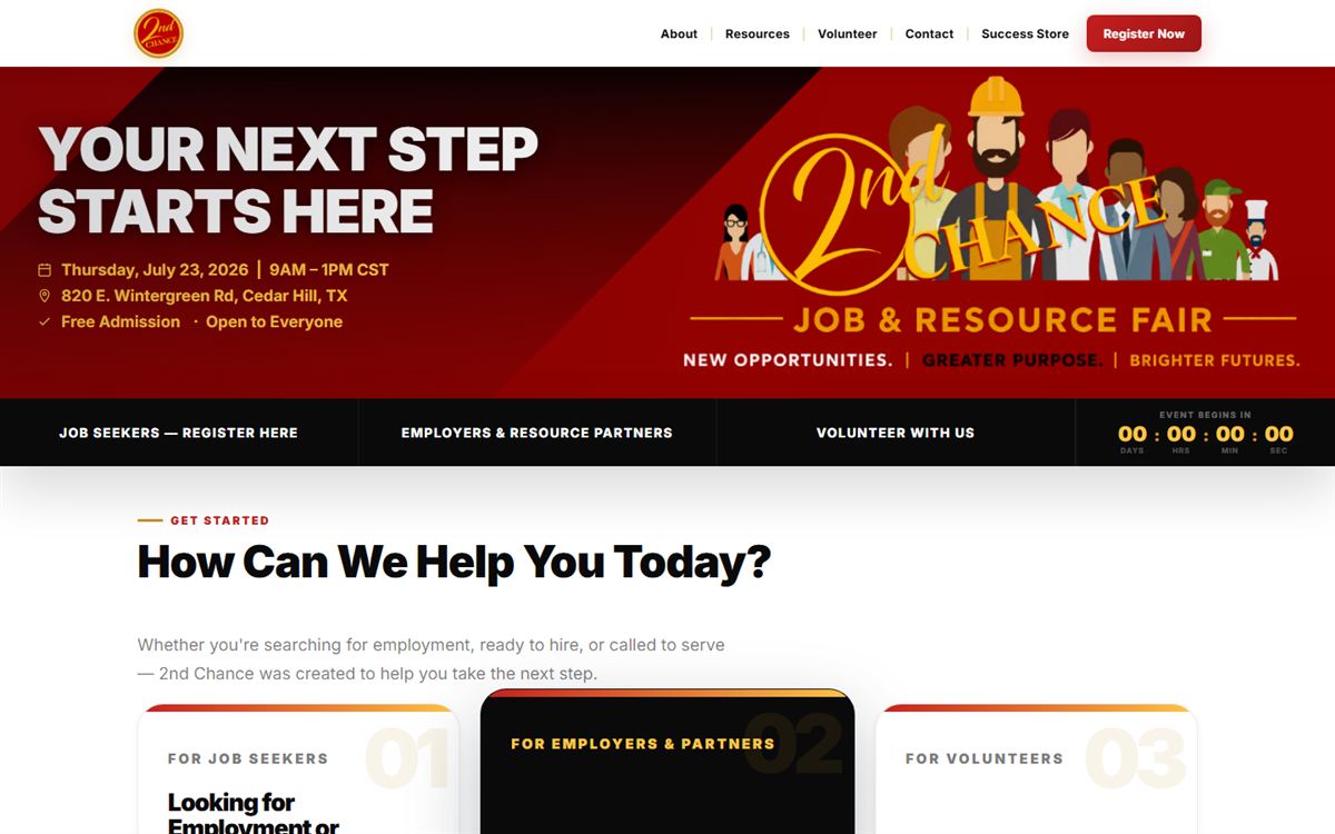 2nd Chance Job and Resource Fair website